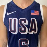 Camiseta Regata Basquete USA EUA Seleção Estados Unidos Olimpíadas Paris 2024 LeBron James 6 Azul Nike - Imagem 3