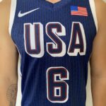 Camiseta Regata Basquete USA EUA Seleção Estados Unidos Olimpíadas Paris 2024 LeBron James 6 Azul Nike - Imagem 6