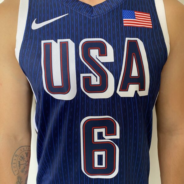 Camiseta Regata Basquete USA EUA Seleção Estados Unidos Olimpíadas Paris 2024 LeBron James 6 Azul Nike - Imagem 6