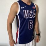 Camiseta Regata Basquete USA EUA Seleção Estados Unidos Olimpíadas Paris 2024 LeBron James 6 Azul Nike - Imagem 10
