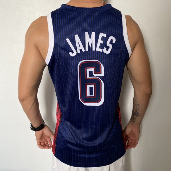 Camiseta Regata Basquete USA EUA Seleção Estados Unidos Olimpíadas Paris 2024 LeBron James 6 Azul Nike - Imagem 15