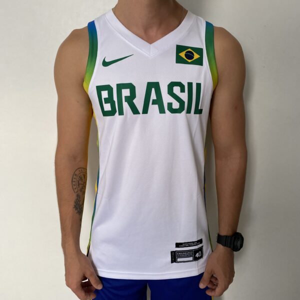 Camiseta Regata Basquete Brasil Olimpíadas 2024 Paris Branca 2024-2025 Nike - Imagem 1