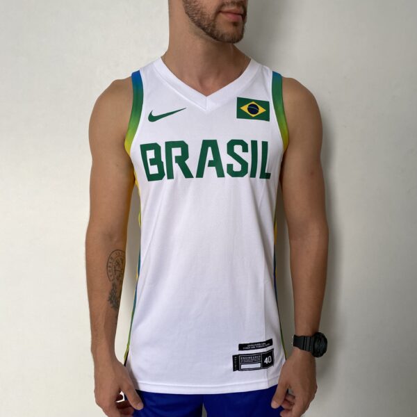 Camiseta Regata Basquete Brasil Olimpíadas 2024 Paris Branca 2024-2025 Nike - Imagem 2