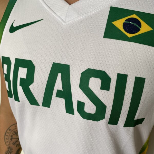 Camiseta Regata Basquete Brasil Olimpíadas 2024 Paris Branca 2024-2025 Nike - Imagem 6