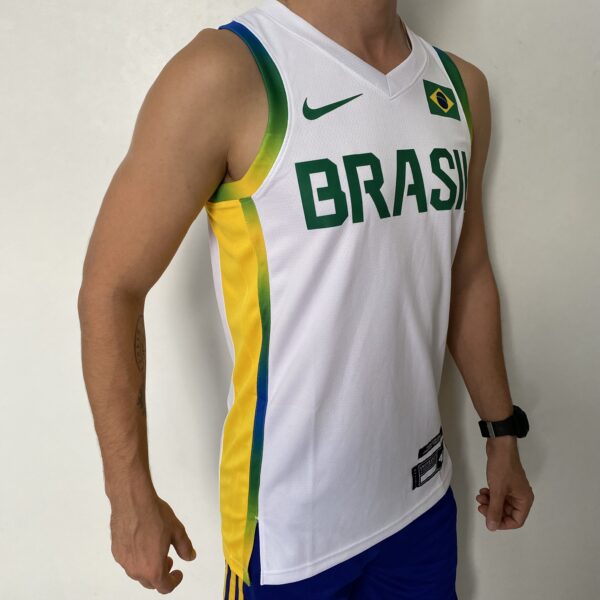 Camiseta Regata Basquete Brasil Olimpíadas 2024 Paris Branca 2024-2025 Nike - Imagem 9