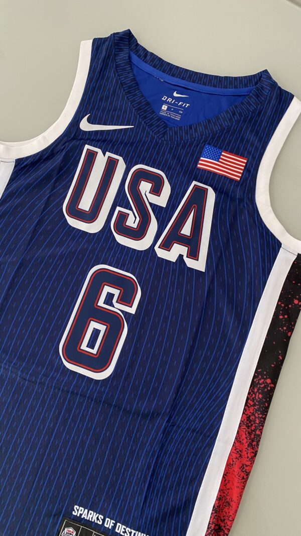Camiseta Regata Basquete USA EUA Seleção Estados Unidos Olimpíadas Paris 2024 LeBron James 6 Azul Nike - Imagem 35