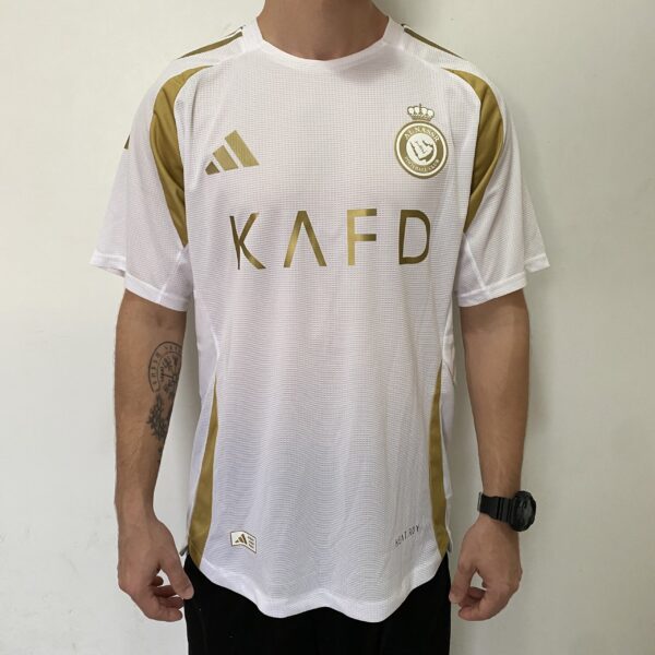 Camisa Al Nassr Third Versão Jogador Cristiano Ronaldo 7 CR7 Branca 24/2025 Adidas - Imagem 1