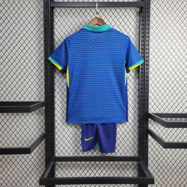 kvsmkldvklskl Kit Conjunto Infantil Crianças Camisa e Calção Seleção Brasil Away Infantil 24/2025 Nike - Imagem 5