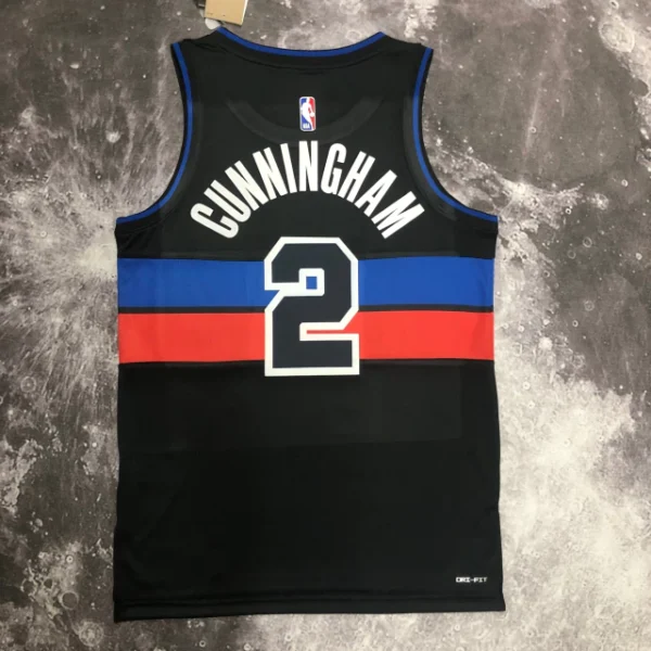 Camiseta Regata Basquete NBA Detroit Pistons 2 Cunningham Statement Edition 2025 Preta Jordan - Imagem 4