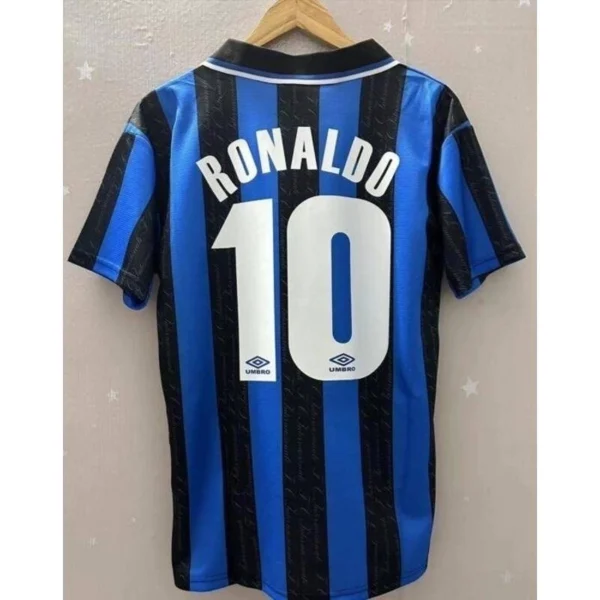 afwafafafa Camisa Retrô Inter de Milão Home 1997/1998 - Ronaldo 10 - Umbro - Azul Preta - Imagem 19