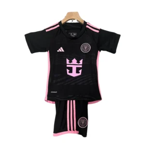 Kit Conjunto Infantil Crianças Camisa e Calção Inter Miami FC Away Infantil 24/2025 Adidas