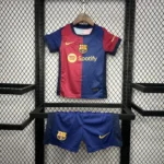 Kit Conjunto Infantil Crianças Camisa e Calção Barcelona Home Infantil 24/2025 Nike