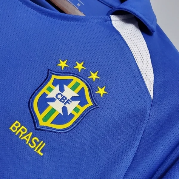 uwuiguiwiuw Camisa Retrô Clássica Seleção Brasileira Brasil – Nike – Azul – 2002 - Imagem 3