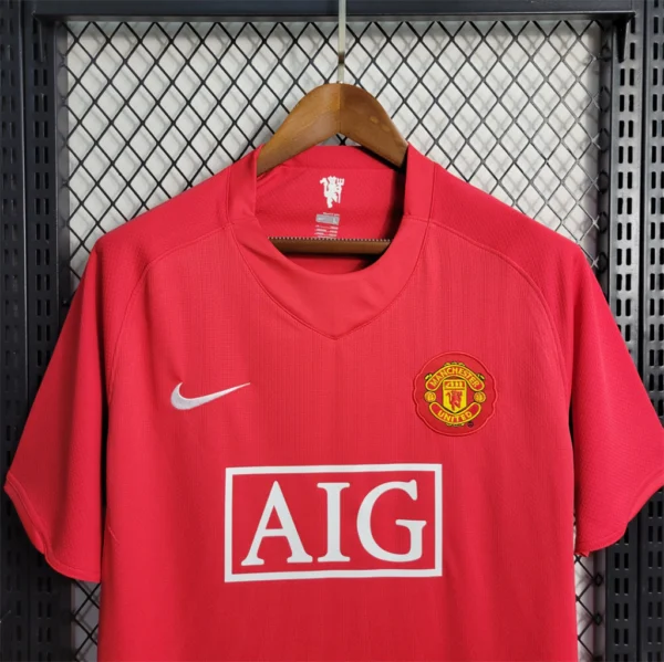 wenofniwifiw Camisa Rêtro Manchester United Home 2007/2008 Nike Vermelha - Imagem 2