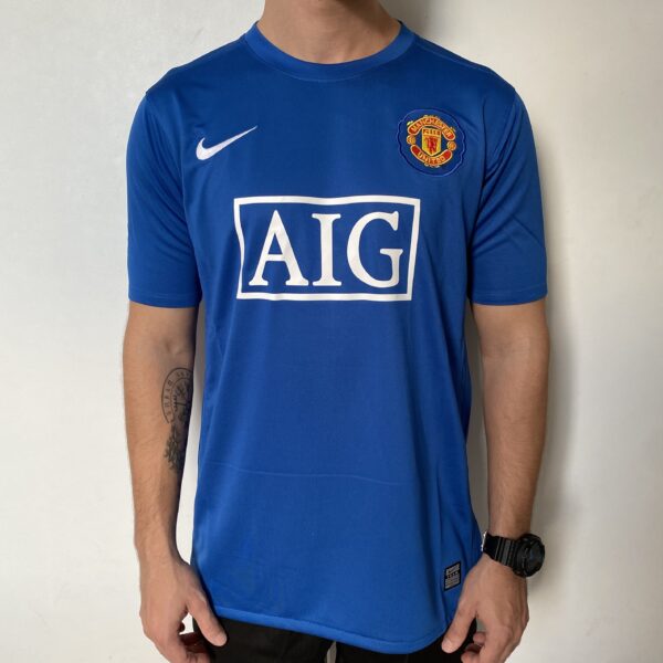 2025-07-10 16.45.08 Camisa Rêtro Manchester United Away 2007/2008 Nike Azul - Imagem 1