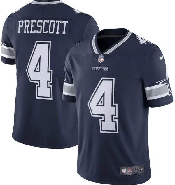 camisa-futebol-americano-jersey-cowboys-prescott-masculina-azul-1 Camisa Jersey NFL Dallas Cowboys 4 Prescott - Azul Marinho - Imagem 1