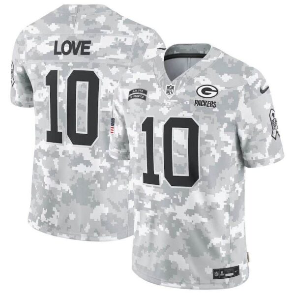 camisa-futebol-americano-jersey-packers-love-2024-salute-to-service-branca-cinza-1 Camisa Jersey NFL Green Bay Packer 10 Love - Branca Camuflada - Imagem 1