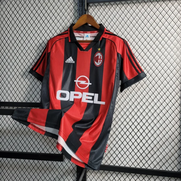 Camisa Retrô Milan Home 1998/1999 Adidas Vermelha Preta - Imagem 4