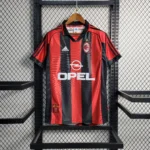 Camisa Retrô Milan Home 1998/1999 Adidas Vermelha Preta