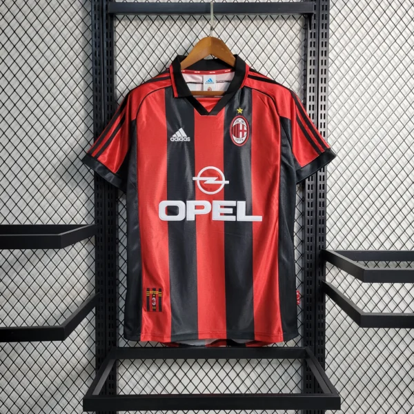 071bb247 Camisa Retrô Milan Home 1998/1999 Adidas Vermelha Preta - Imagem 1