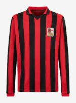 Camisa Milan Home Comemorativa 125 Anos Manga Longa Retrô 2025 Puma Vermelha e Preta - Imagem 15