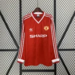 Camisa Retrô Manchester United Home Manga Longa - 1986/1988 Adidas Vermelha