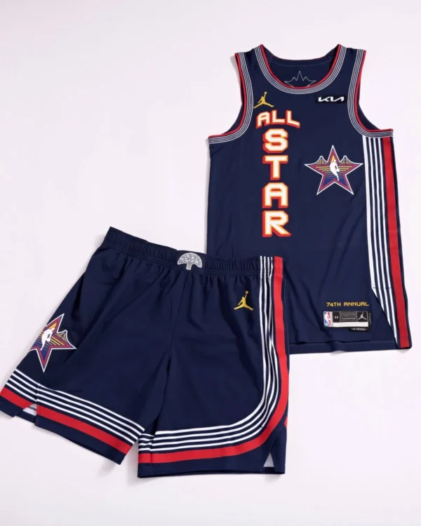 Kit Camisa Regata e Bermuda Basquete NBA All-Star Game Jordan 2025 Azul Marinho - Imagem 1