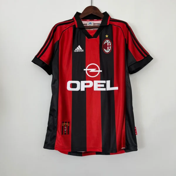 Camisa Retrô Milan Home 1998/1999 Adidas Vermelha Preta - Imagem 5