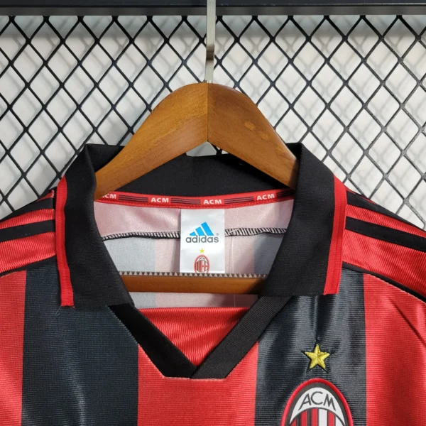 Camisa Retrô Milan Home 1998/1999 Adidas Vermelha Preta - Imagem 2