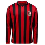 Camisa Milan Home Comemorativa 125 Anos Manga Longa Retrô 2025 Puma Vermelha e Preta - Imagem 14