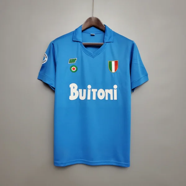 fewgmjgjesçfe Camisa Retrô Napoli Home 1987/1988 Maradona 10 Azul - Imagem 1
