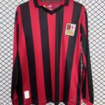 Camisa Milan Home Comemorativa 125 Anos Manga Longa Retrô 2025 Puma Vermelha e Preta