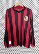 Camisa Milan Home Comemorativa 125 Anos Manga Longa Retrô 2025 Puma Vermelha e Preta