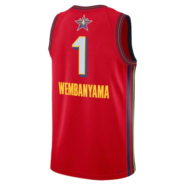 Camisa Regata Basquete NBA All-Star Game 1 Victor Wembanyama 2025 Jordan Vermelha - Imagem 3