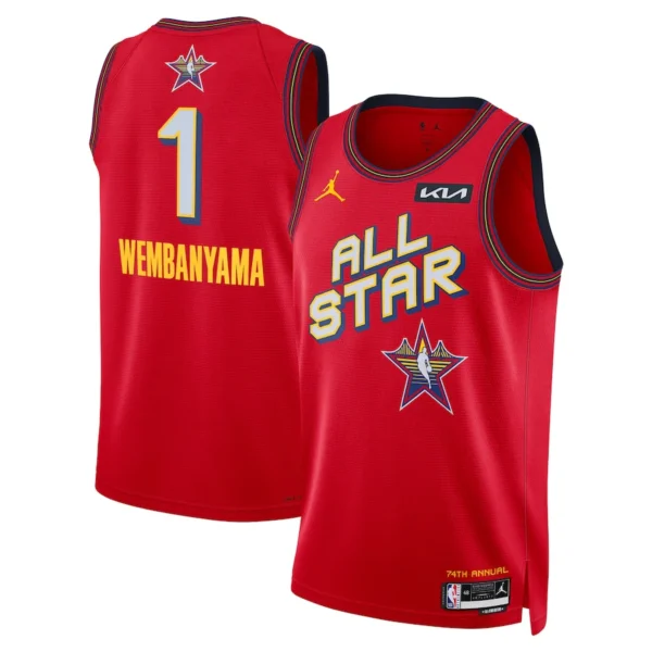 Camisa Regata Basquete NBA All-Star Game 1 Victor Wembanyama 2025 Jordan Vermelha - Imagem 1