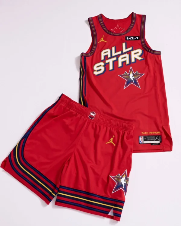 Kit Camisa Regata e Bermuda Basquete NBA All-Star Game 2025 Jordan Vermelha - Imagem 1