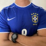 Camisa Retrô Clássica Seleção Brasileira Brasil – Ronaldo 9 – Nike Masculina – Azul – 1998 - Imagem 7