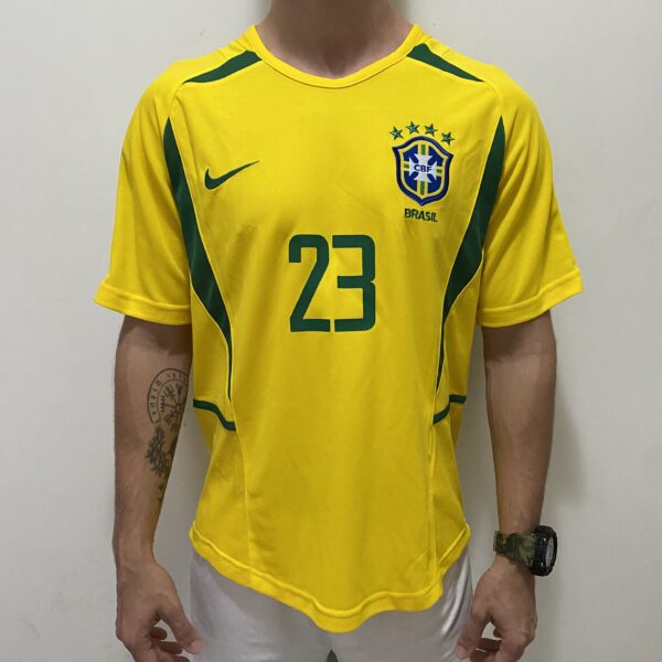 Camisa Retrô Clássica Seleção Brasileira Brasil 2002 - Ronaldo 9 - Nike - Amarela - Imagem 23