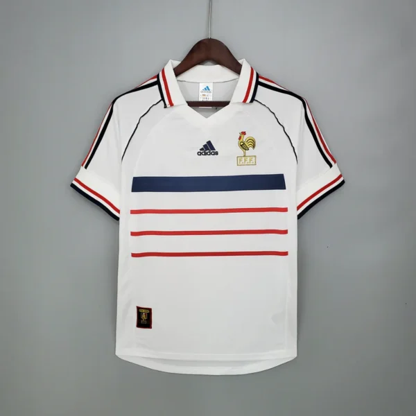 Camisa Retrô Clássica Seleção França Away 1998 Adidas Branca - Imagem 1