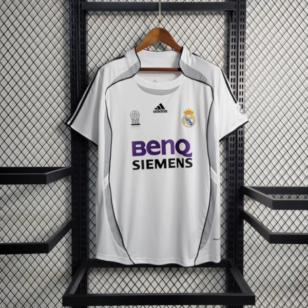 nksafbejb Camisa Retrô Real Madrid Home 2006/2007 Adidas Branca - Imagem 1