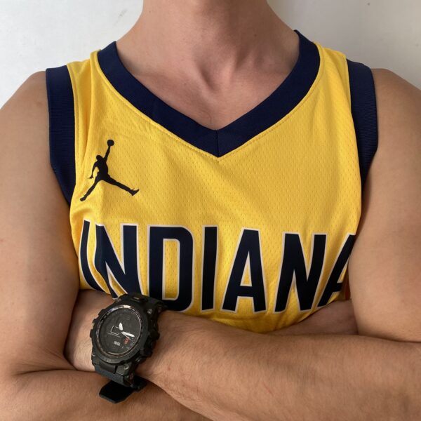 Camiseta Regata Basquete NBA Indiana Pacers 0 Tyrese Haliburton Statement Edition 2025 Amarela Jordan - Imagem 3