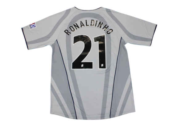 Camisa Retrô Paris Saint-Germain - PSG Away 2001/2002 - Ronaldinho 10 - Nike - Cinza Opel - Imagem 9