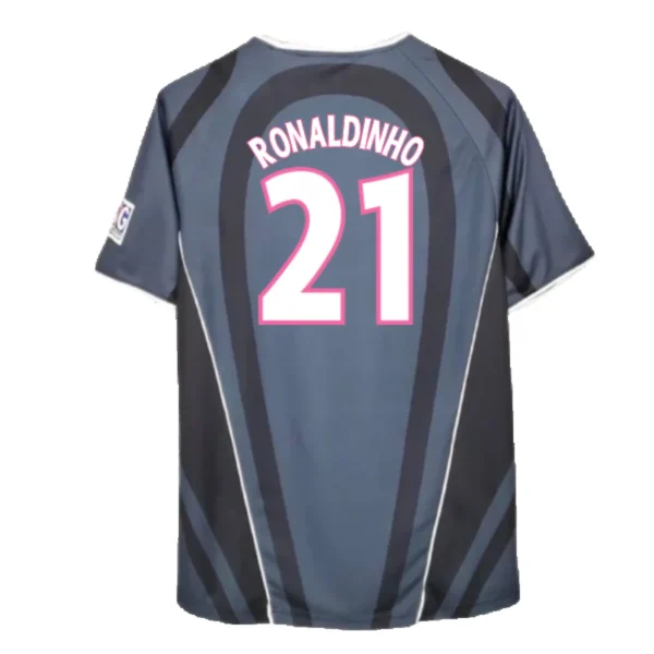 Camisa Retrô Paris Saint-Germain - PSG Third 2001/2002 - Ronaldinho 21 - Nike - Preta Opel - Imagem 2
