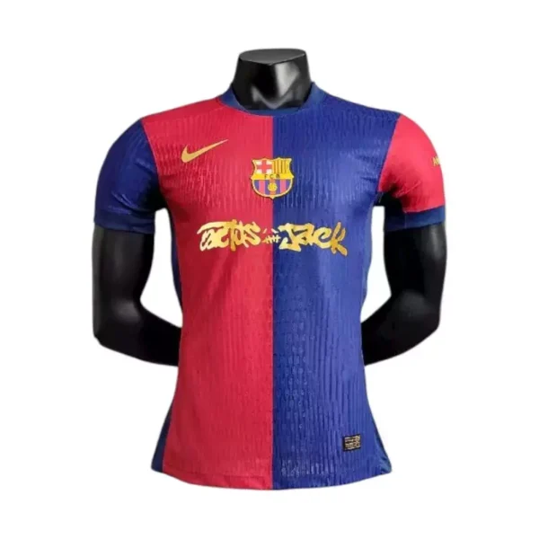 Camisa Barcelona Home Versão Jogador x Travis Scott - 24/2025 Nike Azul Grená - Imagem 1
