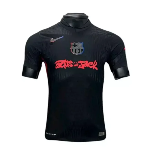 Camisa Barcelona Away Versão Jogador x Travis Scott - 24/2025 Nike All Black Preta - Imagem 1