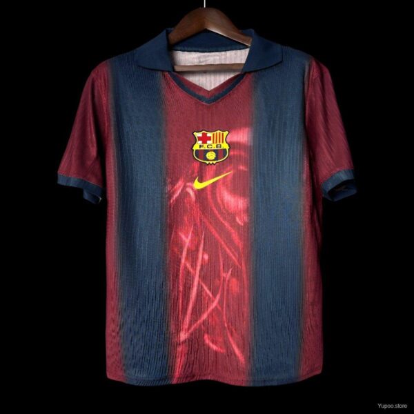 Camisa Barcelona Travis Scott Skeleton Oversized Retrô Versão Jogador - 2000/2001 - Azul Grená - Imagem 3