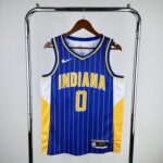 Camiseta Regata NBA Indiana Pacers Nike City Edition Swingman 0 Tyrese Haliburton Azul 2021 Nike - Imagem 10