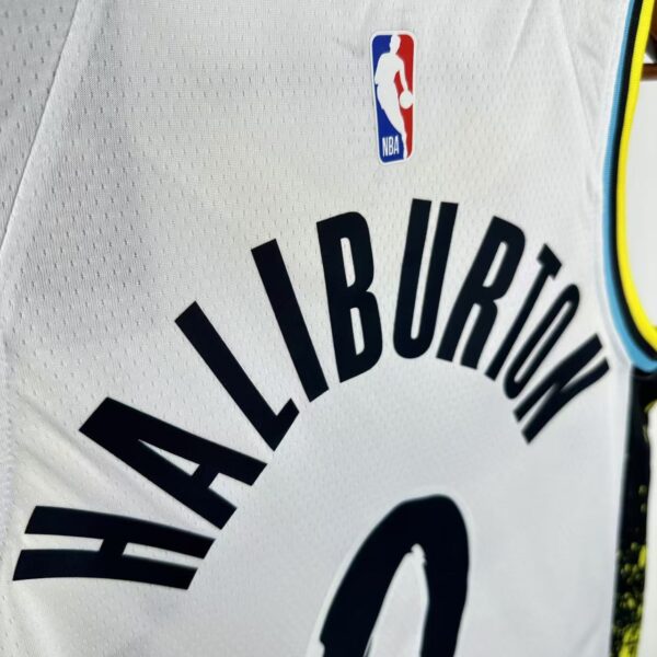 Camiseta Regata NBA Indiana Pacers Nike City Edition Swingman 0 Tyrese Haliburton Branca 2025 Nike - Imagem 10