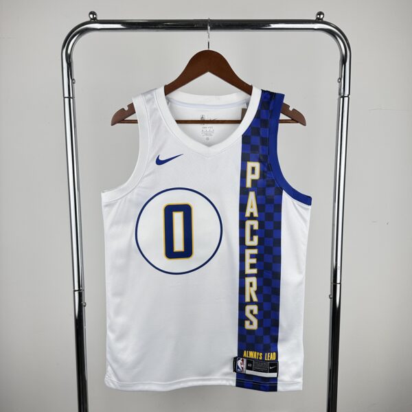 Camiseta Regata NBA Indiana Pacers Nike City Edition Swingman 0 Tyrese Haliburton Branca 2020 Nike - Imagem 9