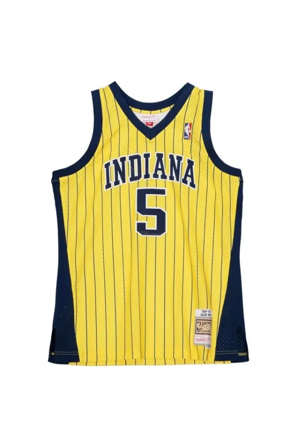 Regata-Mitchell---Ness-Swingman-Jersey-Indiana-Pacers-1990-00-Jalen-Rose-Amarela Camiseta Regata Basquete NBA Indiana Pacers Jalen Rose 5 Mitchell & Ness Edition Amarela 1990/00 - Imagem 1